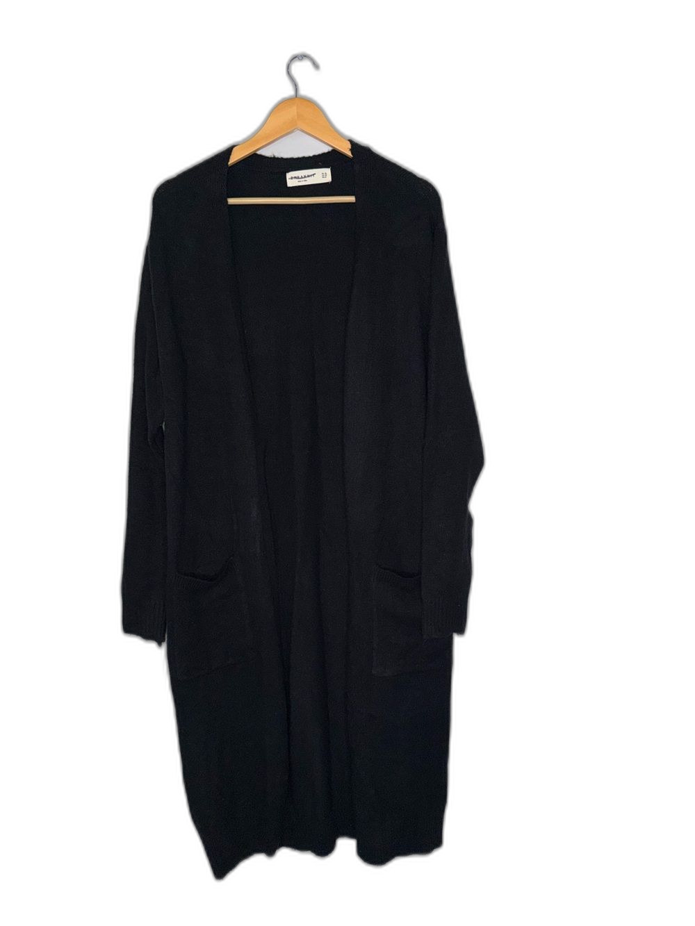 ZARA Cardigan Women’s XL Black Open-Front Sweater Pockets !